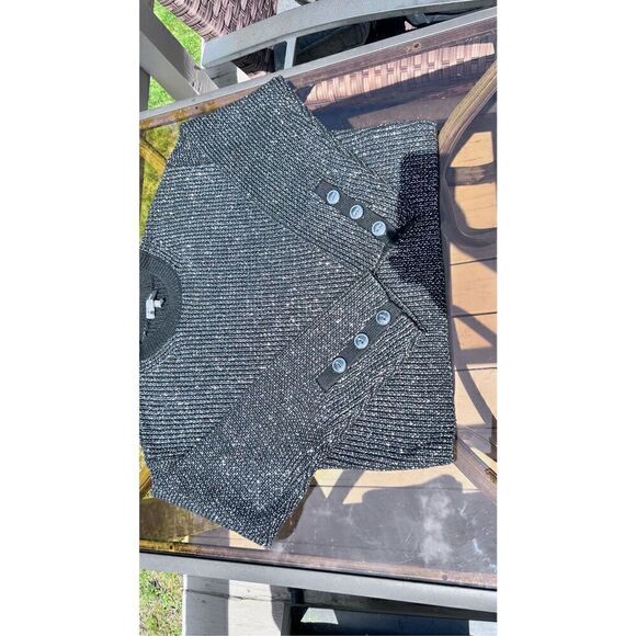RAG & BONE BLACK AND SILVER METALLIC CROP SWEATER SIZE S - Picture 3 of 12